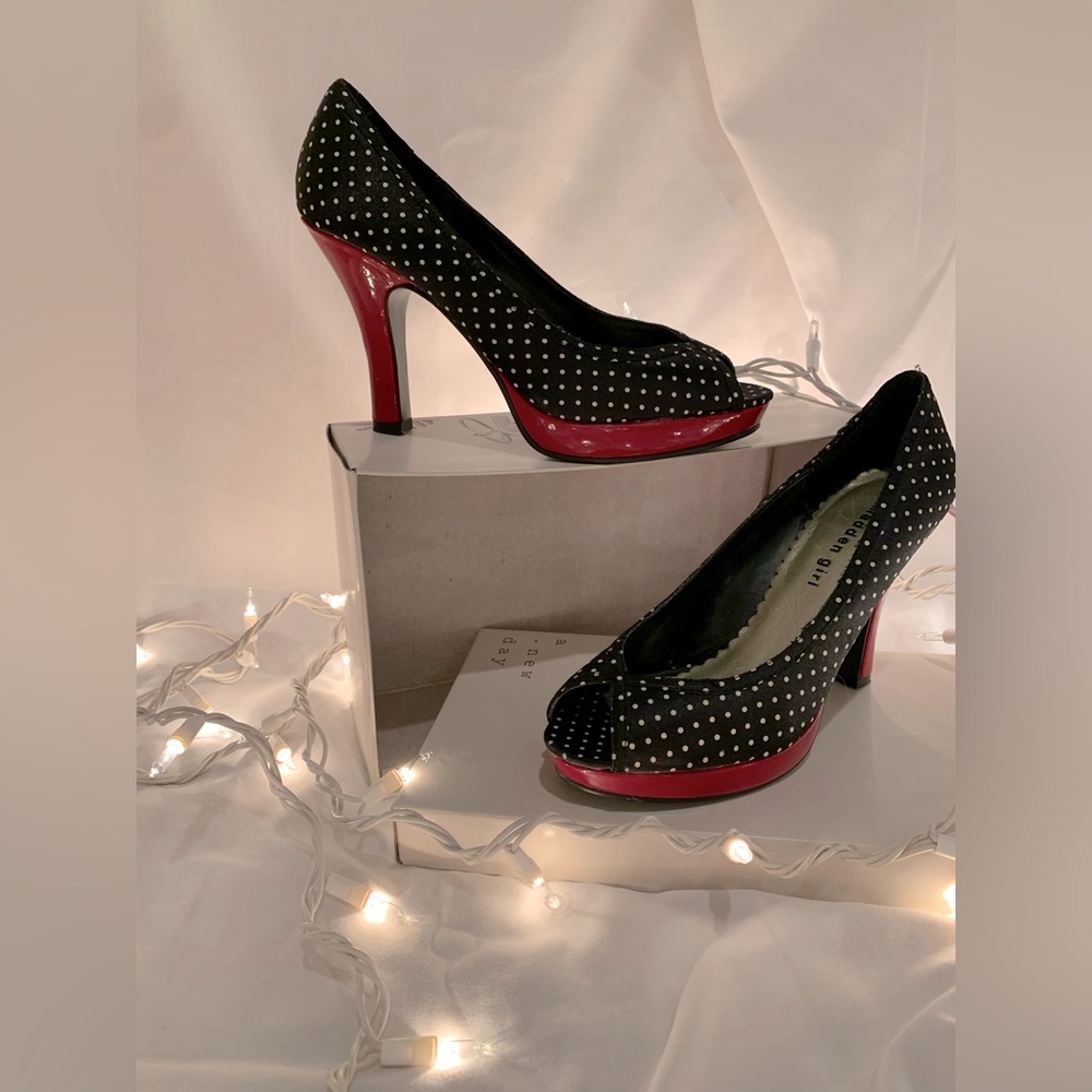 Madden Girl - Black and Red Poka Dot 4” Heel